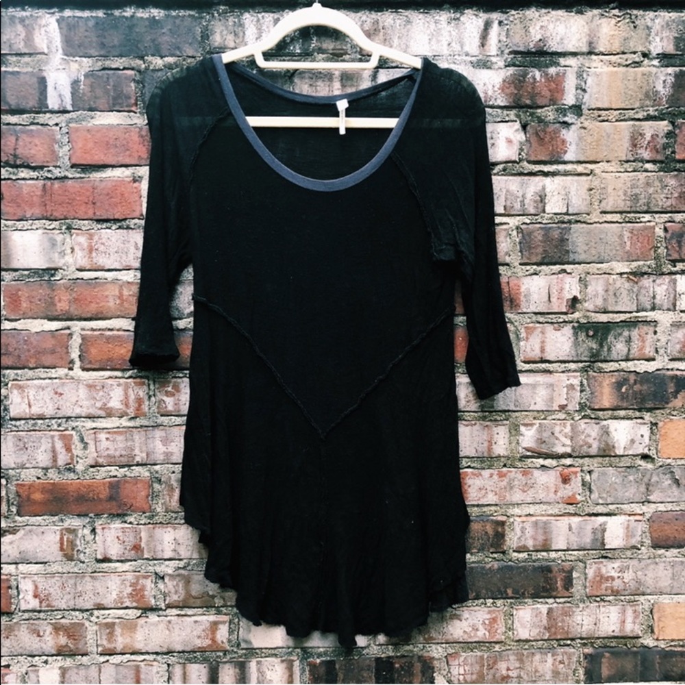 Free People Sheer Black Top